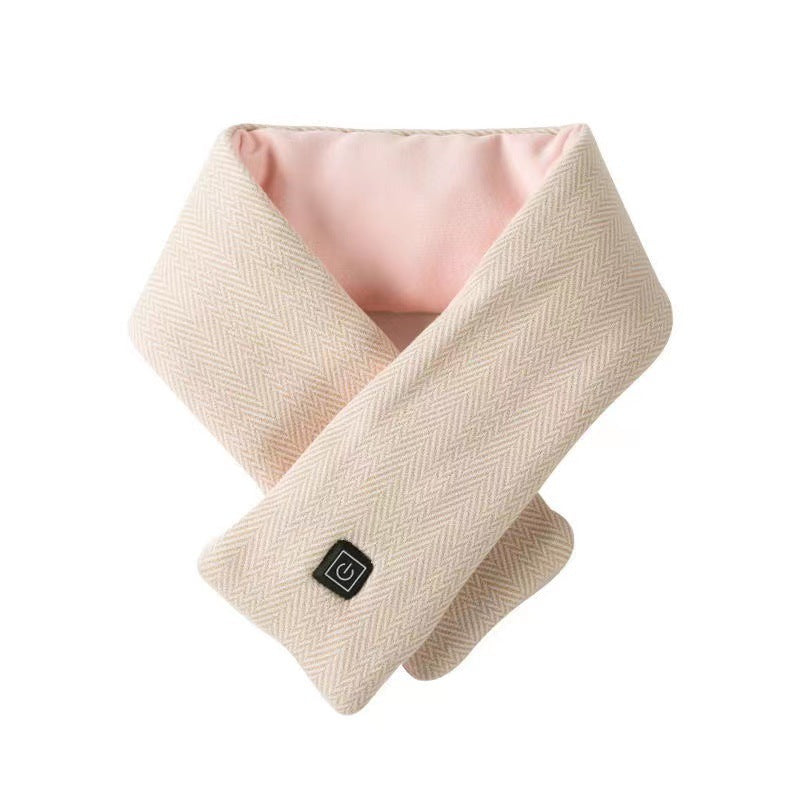 Heated scarf for neck protection with heat application