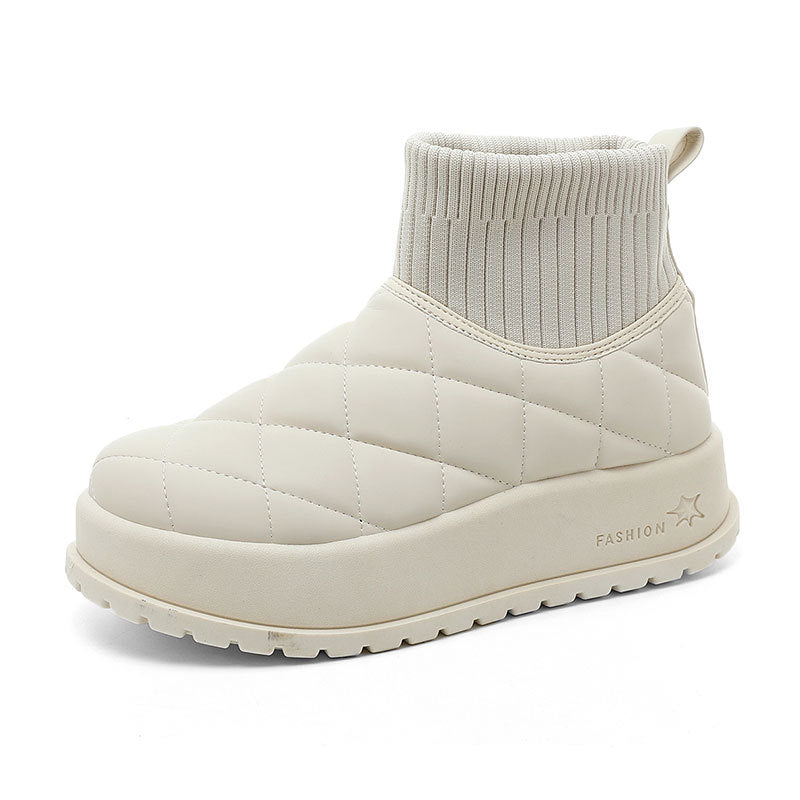 Winter thick-soled plain-color warm cotton shoes