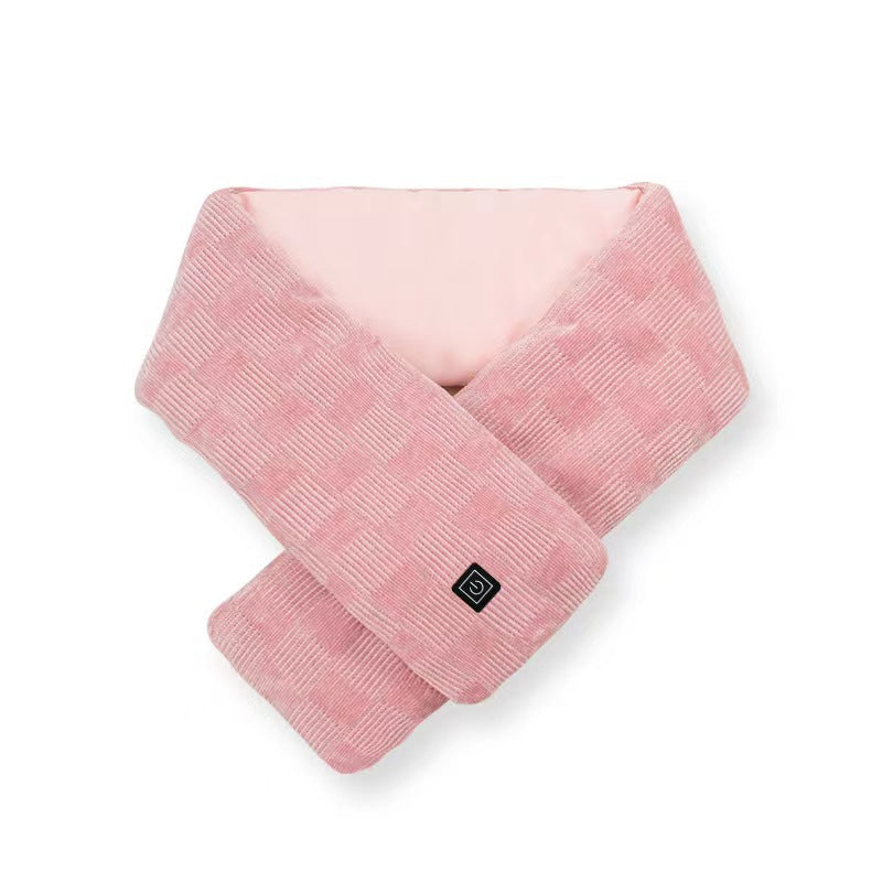 Heated scarf for neck protection with heat application