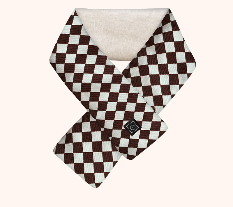 Heated scarf for neck protection with heat application