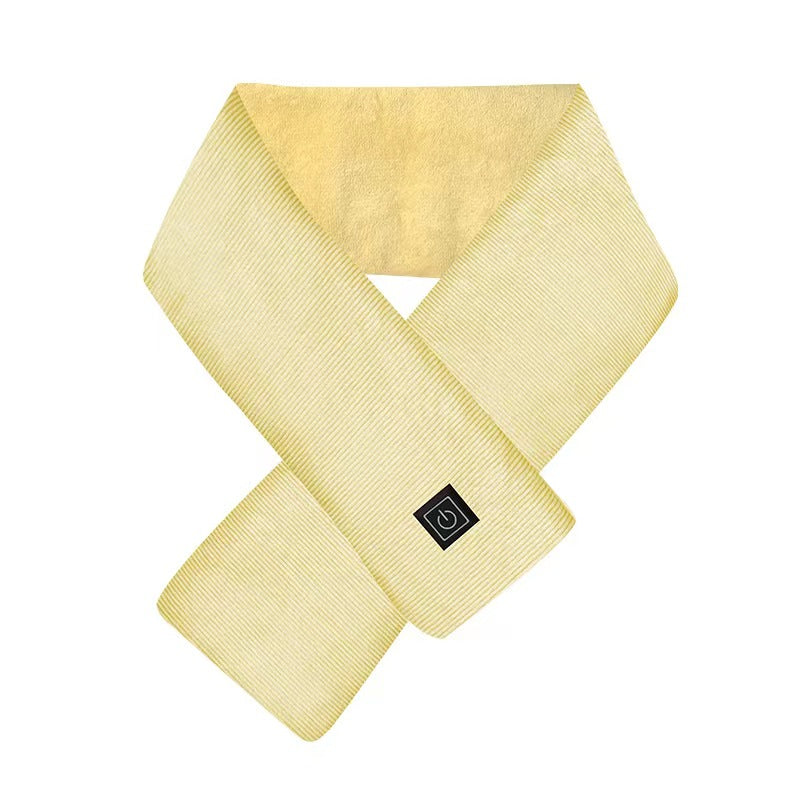 Heated scarf for neck protection with heat application
