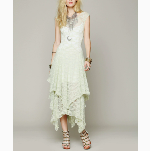 Womens Lace Dress with Irregular Hem