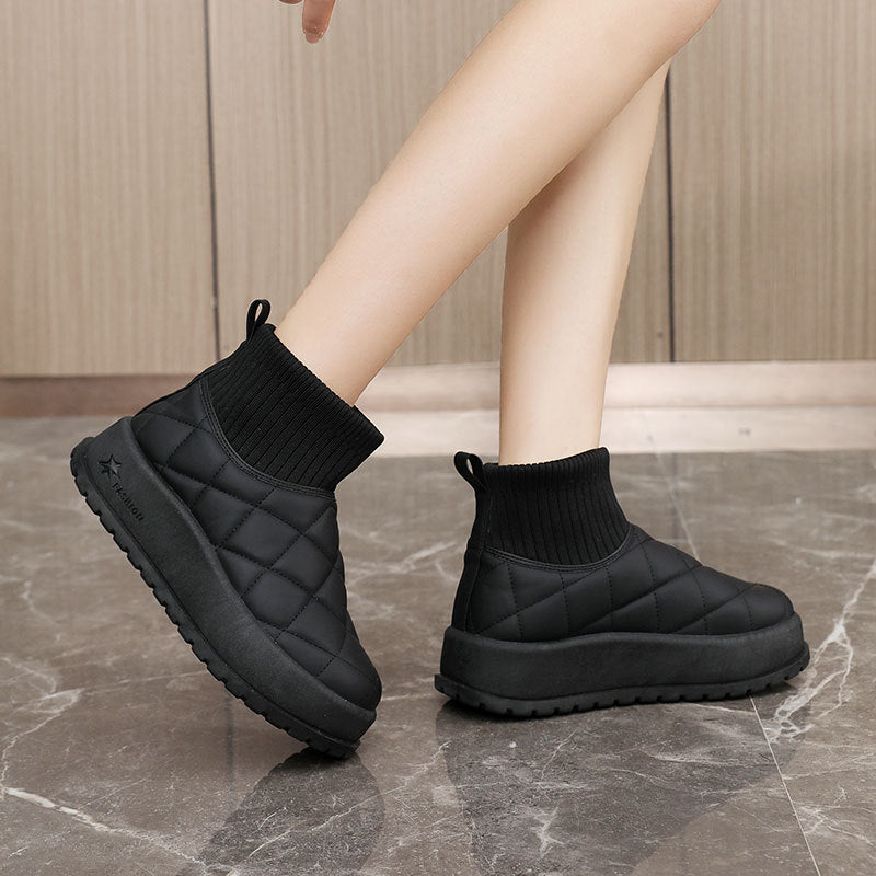 Winter thick-soled plain-color warm cotton shoes